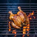 Succulent chicken grilling on an open flame