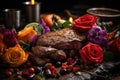 Succulent and colorful grilled picanha fresh vegetables., generative IA