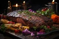 Succulent and colorful grilled picanha fresh vegetables., generative IA