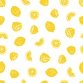 Succulent Fresh Big Yellow Lemon Vector Graphic Seamless Pattern