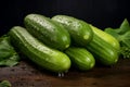 Succulent Fresh green cucumbers. Generate Ai