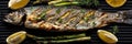 Succulent grilled fish and asparagus tempting close up of perfectly grilled delicacies