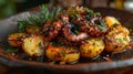 Succulent grilled octopus with golden potatoes.