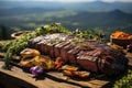 Succulent grilled picanha and colorful fresh vegetables., generative IA