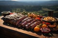 Succulent grilled picanha and colorful fresh vegetables., generative IA