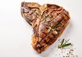 Grilled t-bone steak and garnish with copy space