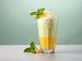 Succulent Mango Milkshake Fusion: A Treat with Fresh Mint and Mango Slices!