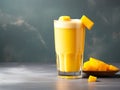 Succulent Mango Smoothie Delight on a Chic Gray Canvas