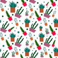 Succulent pattern, flat style