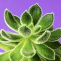 Succulent plant with hairy leaves, echeveria cactus on purple background Royalty Free Stock Photo