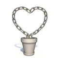 Succulent plant heart shaped made of metal chain 3D