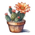 Succulent plant in a pot. Watercolor hand drawn illustration. AI Generated Royalty Free Stock Photo