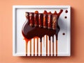 A succulent rack of ribs glazed with a sweet barbecue sauce. AI generation