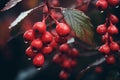 Succulent Red berries branch fall ripe. Generate Ai Royalty Free Stock Photo