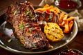 Succulent spicy portion of barbecued spare ribs Royalty Free Stock Photo