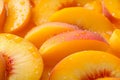 Hyper-realistic macro photo of peach slices