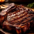 Succulent thick tender barbecued t-bone steak