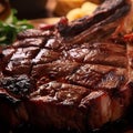 Succulent thick tender barbecued t-bone steak