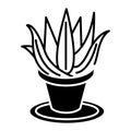 Succulents aloe pot icon, vector illustration, black sign on isolated background