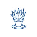 Succulents, aloe pot line icon concept. Succulents, aloe pot flat  vector symbol, sign, outline illustration. Royalty Free Stock Photo
