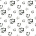 Succulents black and white vector seamless pattern