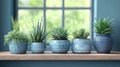 Succulents Plants on Windowsill Display Royalty Free Stock Photo