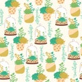 Succulents vector seamless pattern Royalty Free Stock Photo