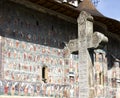 Sucevita Monastery wall and cross