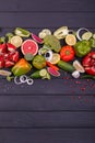 Fresh vegetables and fruit on the table Royalty Free Stock Photo