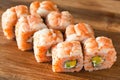 Suchi rolls with shrimp and avocado Royalty Free Stock Photo