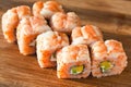 Suchi rolls with shrimp and avocado