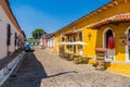 SUCHITOTO, EL SALVADOR - APRIL 9, 2016: Cobbled street in Suchitoto, El Salvad