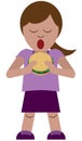 Young Cartoon Girl Eating a Burger