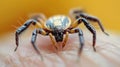 Sucking tick Macro photo on human skin. Ixodes ricinus. Bloated parasite bitten into pink irritated epidermis. Small red Royalty Free Stock Photo