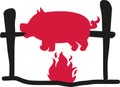 Suckling pig over flame Royalty Free Stock Photo