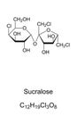 Sucralose, chemical formula and skeletal structure Royalty Free Stock Photo