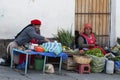 Unidentified bolivian women selling vegetables in the street of Sucre, Bolivia