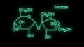 Sucrose Molecular Structure Symbol Neon Animation on black background