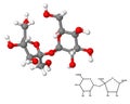 Sucrose molecule with chemical formula Royalty Free Stock Photo