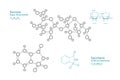 Sucrose and Saccharin. C12H22O11, C7H5NO3S. The Structural Formula of a Chemical Compound