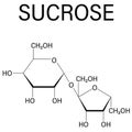 Sucrose sugar molecule. Also known as table sugar, cane sugar or beet sugar. Skeletal formula.