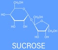 Sucrose sugar molecule. Also known as table sugar, cane sugar or beet sugar. Skeletal formula.