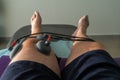 Suction cups applied to a knee in physiotherapy