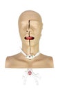 Medical simulation training Tracheostomy surgical patient treatment procedure medical white background with cipping path