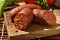 Sucuk on a cutting board Royalty Free Stock Photo