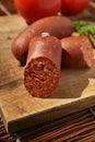 Sucuk on a cutting board Royalty Free Stock Photo