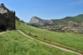 Sudak city and coast seen from Genoese fortress Royalty Free Stock Photo