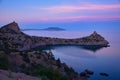 Purple sunset at Cape Kapchik in the Novyi Svet National Park Royalty Free Stock Photo