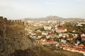 Sudak town and the part of the wall of the fortress in Crimea