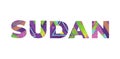 Sudan Concept Retro Colorful Word Art Illustration